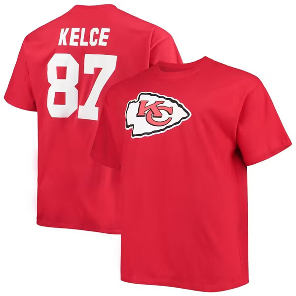 Men's Kansas City Chiefs #87 Travis Kelce Red Big & Tall T-Shirt