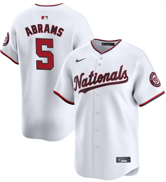Men's Washington Nationals #5 CJ Abrams White 2024 Home Limited Stitched Baseball Jersey