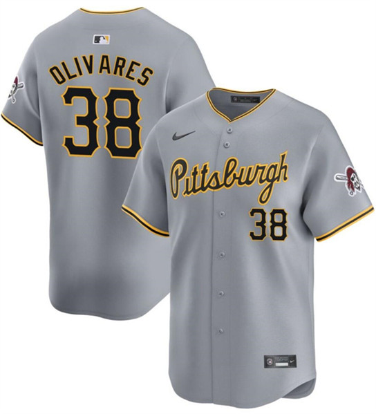 Men's Pittsburgh Pirates #38 Edward Olivares Gray 2024 Away Limited Baseball Stitched Jersey