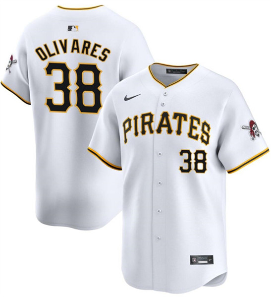 Men's Pittsburgh Pirates #38 Edward Olivares White 2024 Home Limited Baseball Stitched Jersey