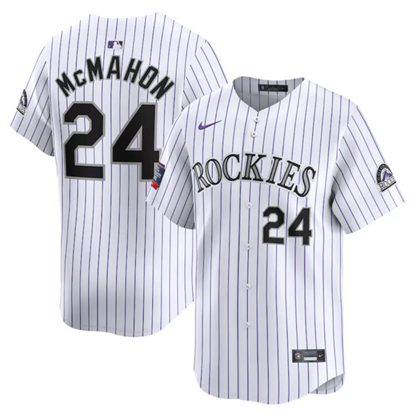 Men's Colorado Rockies #24 Ryan McMahon White 2024 World Tour Mexico City Series Home Limited Stitched Baseball Jersey