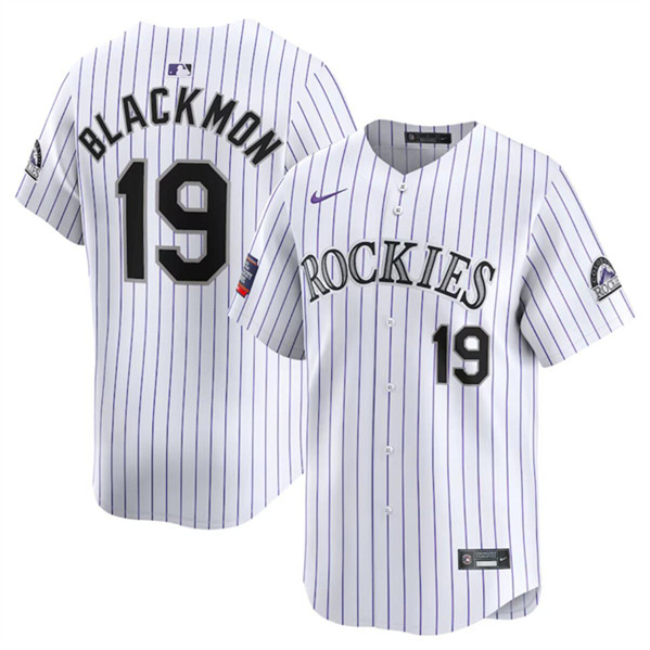 Men's Colorado Rockies #19 Charlie Blackmon White 2024 World Tour Mexico City Series Home Limited Stitched Baseball Jersey