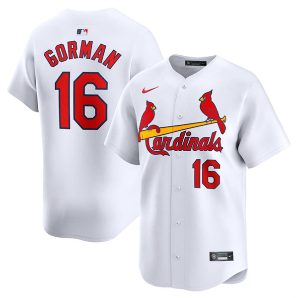 Men's St. Louis Cardinals #16 Nolan Gorman White 2024 Home Limited Stitched Baseball Jersey