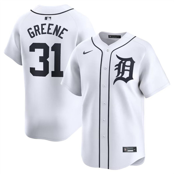 Men's Detroit Tigers #31 Riley Greene White 2024 Home Limited Stitched Baseball Jersey