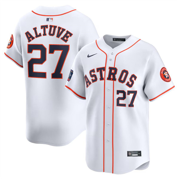 Men's Houston Astros #27 Jose Altuve White 2024 World Tour Mexico City Series Home Limited Stitched Baseball Jersey