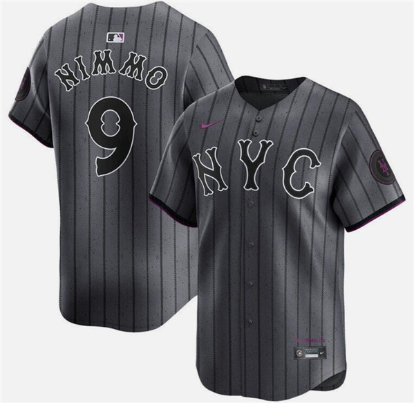 Men's New York Mets #9 Brandon Nimmo Graphite 2024 City Connect Limited Stitched Baseball Jersey