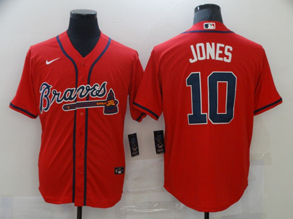 Men's Atlanta Braves #10 Chipper Jones Red Stitched MLB Jersey