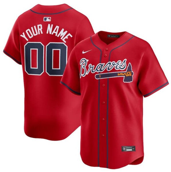 Men's Atlanta Braves Active Player Custom Red 2024 Alternate Limited Stitched Baseball Jersey