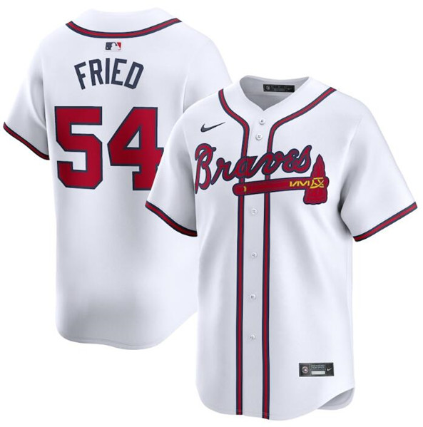 Men's Atlanta Braves #54 Max Fried White 2024 Home Limited Stitched Baseball Jersey