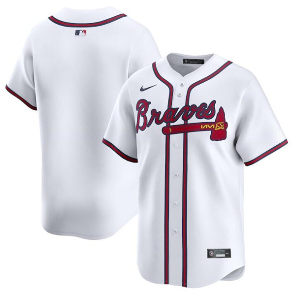 Men's Atlanta Braves Blank White 2024 Home Limited Stitched Baseball Jersey