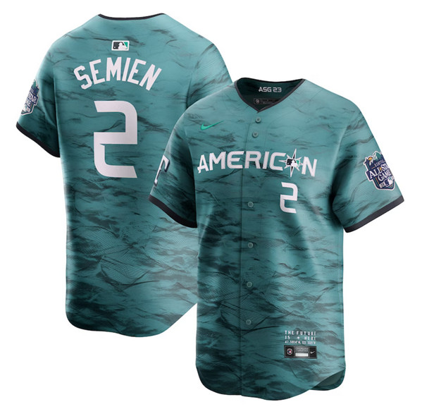 Men's Texas Rangers #2 Marcus Semien Teal 2023 All-Star Cool Base Stitched Baseball Jersey
