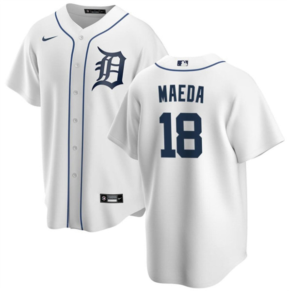 Men's Detroit Tigers #18 Kenta Maeda White Cool Base Stitched Jersey