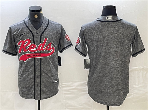 Men's Cincinnati Reds Blank Gray Cool Base Stitched Baseball Jersey