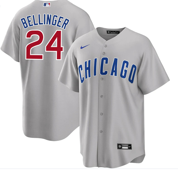 Men's Chicago Cubs #24 Cody Bellinger Grey Cool Base Stitched Jersey