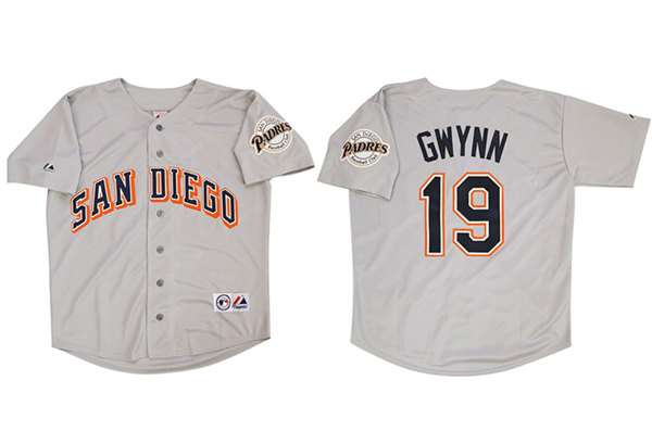 Men's San Diego Padres #19 Tony Gwynn Gray 1998 Cool Base Stitched Jersey