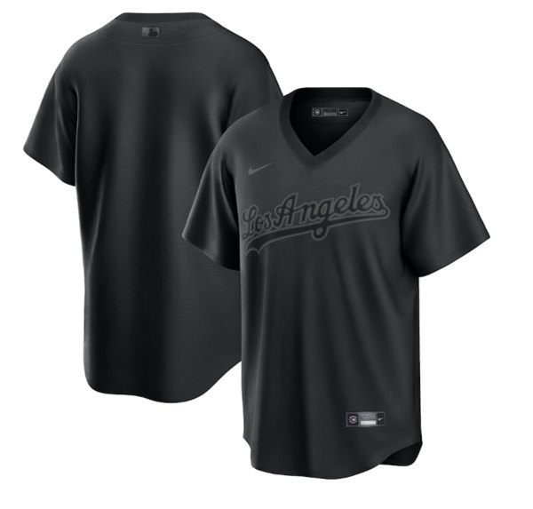 Men's Los Angeles Dodgers Blank Black Pitch Black Fashion Replica Stitched Jersey