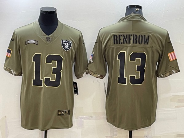 Men's Las Vegas Raiders #13 Hunter Renfrow 2022 Olive Salute To Service Limited Stitched Jersey