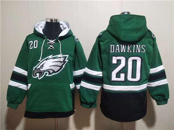 Men's Philadelphia Eagles #20 Brian Dawkins Green Ageless Must-Have Lace-Up Pullover Hoodie