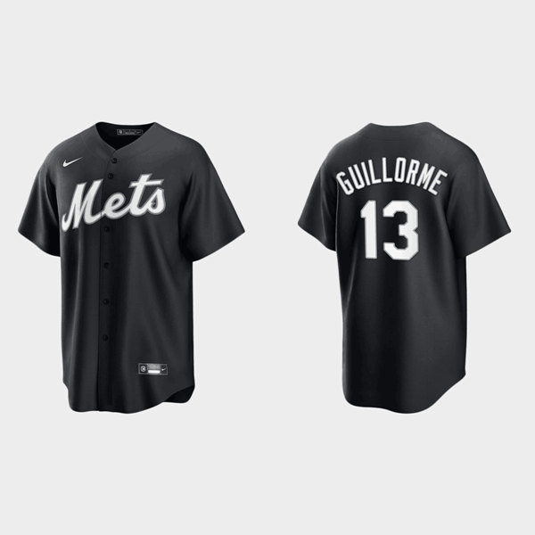 Men's New York Mets #13 Luis Guillorme Black Cool Base Stitched Baseball Jersey