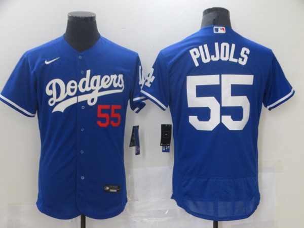 Men's Los Angeles Dodgers #55 Albert Pujols Royal Blue Flex Base Sttiched MLB Jersey