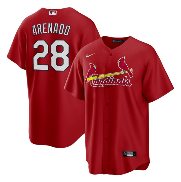 Men's St. Louis Cardinals #28 Nolan Arenado Red Cool Base Stitched MLB Jersey
