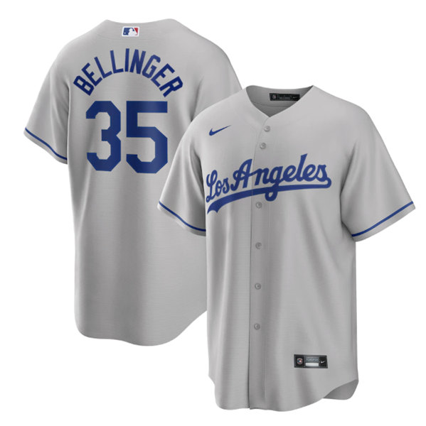 Men's Los Angeles Dodgers #35 Cody Bellinger Gray Cool Base Stitched Jersey