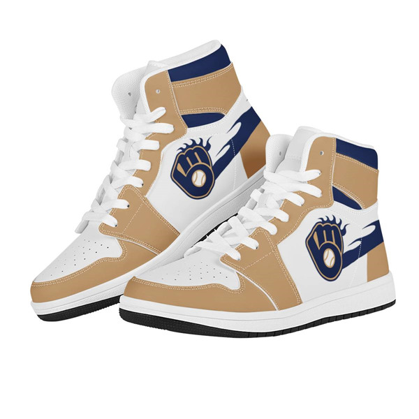 Women's Milwaukee Brewerss AJ High Top Leather Sneakers 001