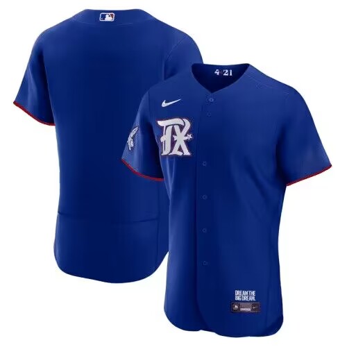 Men's Texas Rangers Blank Royal 2023 City Connect Flex Base Stitched Baseball Jersey