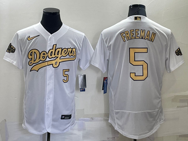 Men's Los Angeles Dodgers #5 Freddie Freeman 2022 All-Star White Flex Base Stitched Baseball Jersey