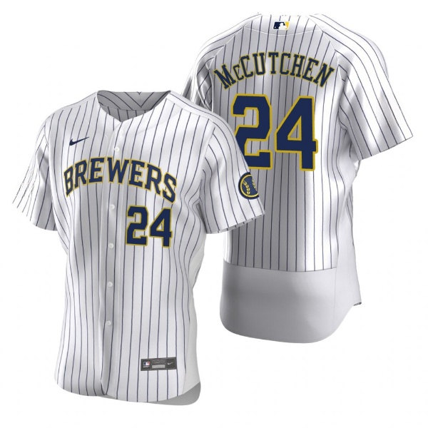 Men's Milwaukee Brewers #24 Andrew McCutchen White Flex Base Stitched MLB Jersey