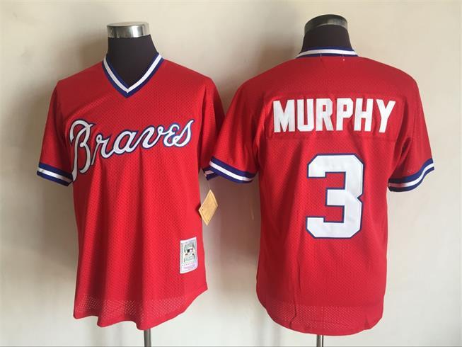 Men's Atlanta Braves #3 Dale Murphy Mitchell And Ness Red 1980 Throwback Stitched MLB Jersey