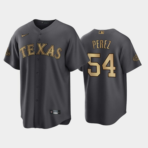 Men's Texas Rangers #54 Martin Perez Charcoal 2022 All-Star Cool Base Stitched Baseball Jersey