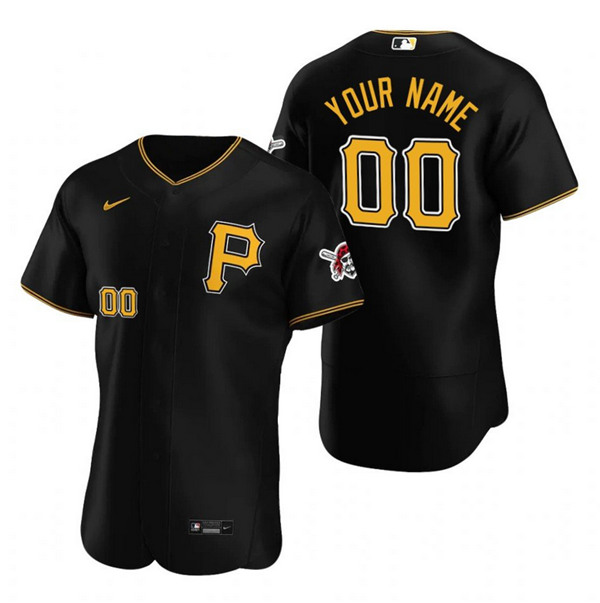 Men's Pittsburgh Pirates Customized Authentic Black Stitched MLB Jersey