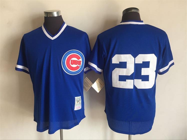 Men's Chicago Cubs #23 Ryne Sandberg Mitchell And Ness Blue 1984 Throwback Stitched MLB Jersey