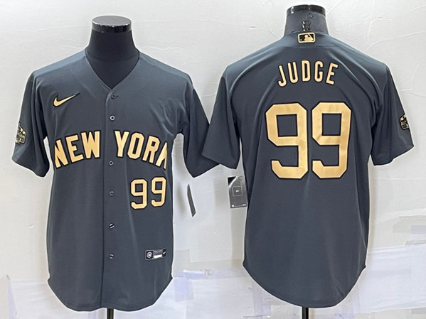 Men's New York Yankees #99 Aaron Judge Charcoal 2022 All-Star Cool Base Stitched Jersey
