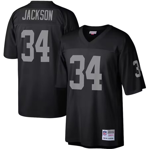 Men's Las Vegas Raiders #34 Bo Jackson Black Mitchell & Ness Stitched Football Jersey