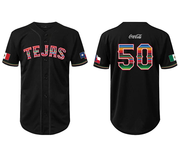 Men's Texas Rangers Black Mexican Heritage Night Stitched Baseball Jersey