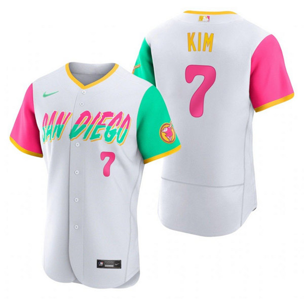 Men's San Diego Padres #7 Ha Seong Kim White 2022 City Connect Flex Base Stitched Baseball Jersey