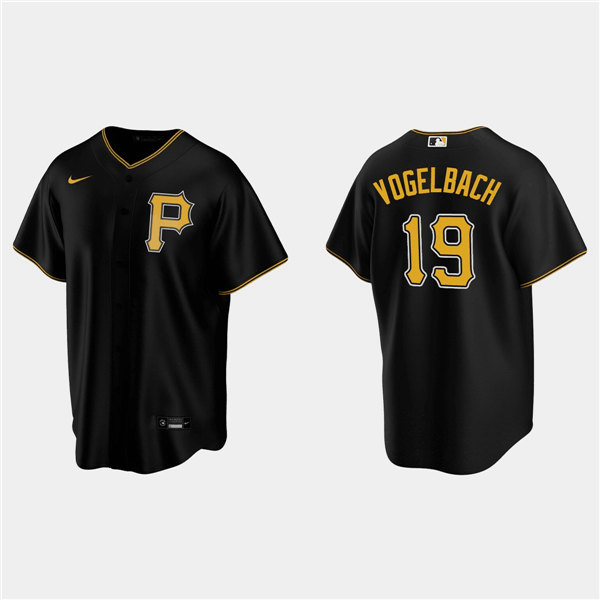 Men's Pittsburgh Pirates #19 Daniel Vogelbach Black Cool Base Stitched Jersey