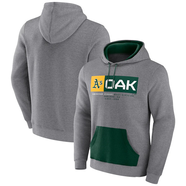 Men's Oakland Athletics Heathered Gray Iconic Steppin Up Fleece Pullover Hoodie