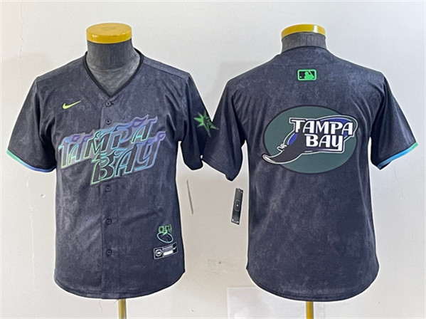 Men's Tampa Bay Rays Team Big Logo Charcoal 2024 City Connect Limited Stitched Baseball Jersey