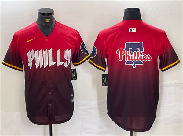 Men's Philadelphia Phillies Red Team Big Logo 2024 City Connect Limited Stitched Jersey