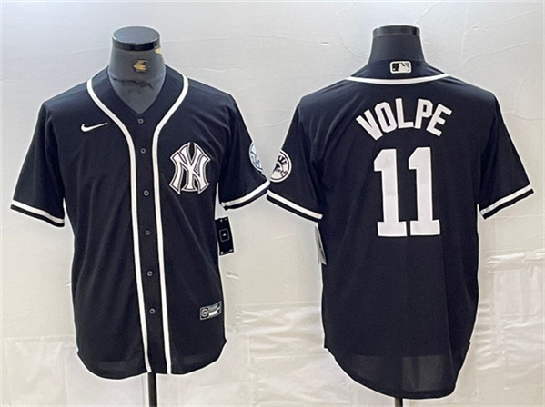 Men's New York Yankees #11 Anthony Volpe Black Cool Base Stitched Baseball Jersey