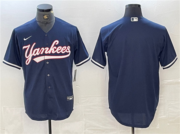 Men's New York Yankees Blank Navy Cool Base Stitched Baseball Jersey
