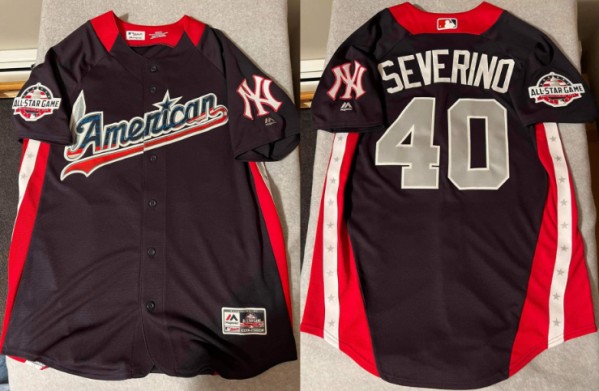 Men's New York Yankees #40 Luis Severino Navy Cool Base Stitched Jersey