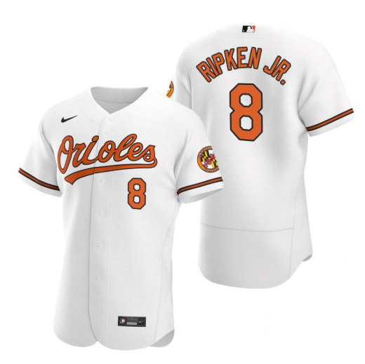 Men's Baltimore Orioles #8 Cal Ripken Jr. White Flex Base Stitched MLB Jersey