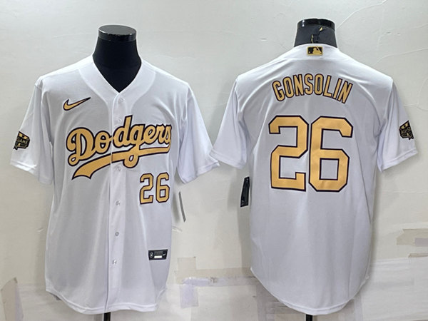 Men's Los Angeles Dodgers #26 Tony Gonsolin 2022 All-Star White Cool Base Stitched Baseball Jersey