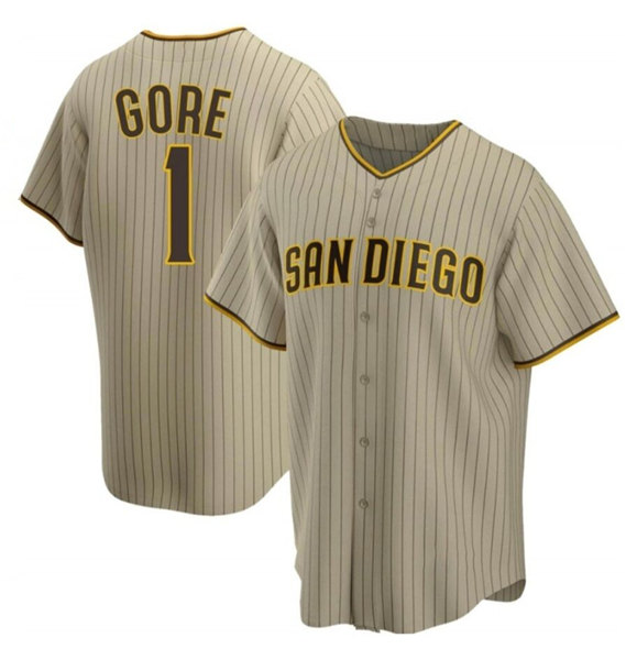 Men's San Diego Padres #1 MacKenzie Gore Brown Cool Base Stitched Jersey