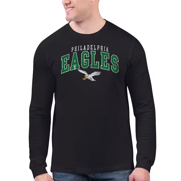 Men's Philadelphia Eagles Black Long Sleeve Sleeve T-Shirt