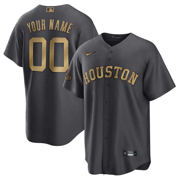 Men's Houston Astros Active Player Custom Charcoal 2022 All-Star Cool Base Stitched Baseball Jersey